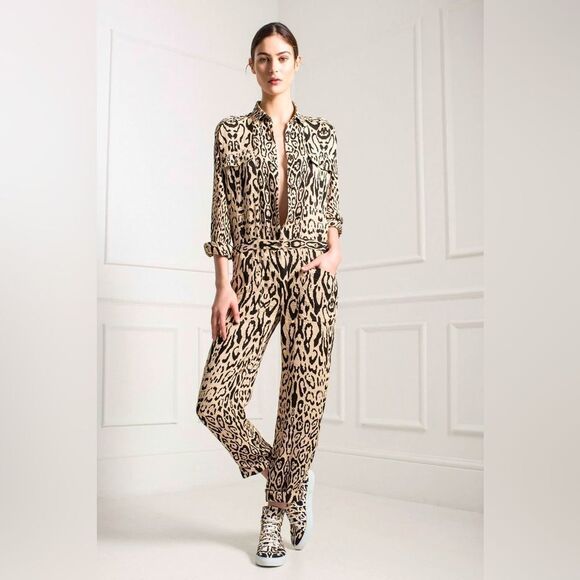 Temperley London Pre-Fall 2015 Honare Animal Print Ecru & Black Cloqué Jumpsuit - Picture 1 of 17